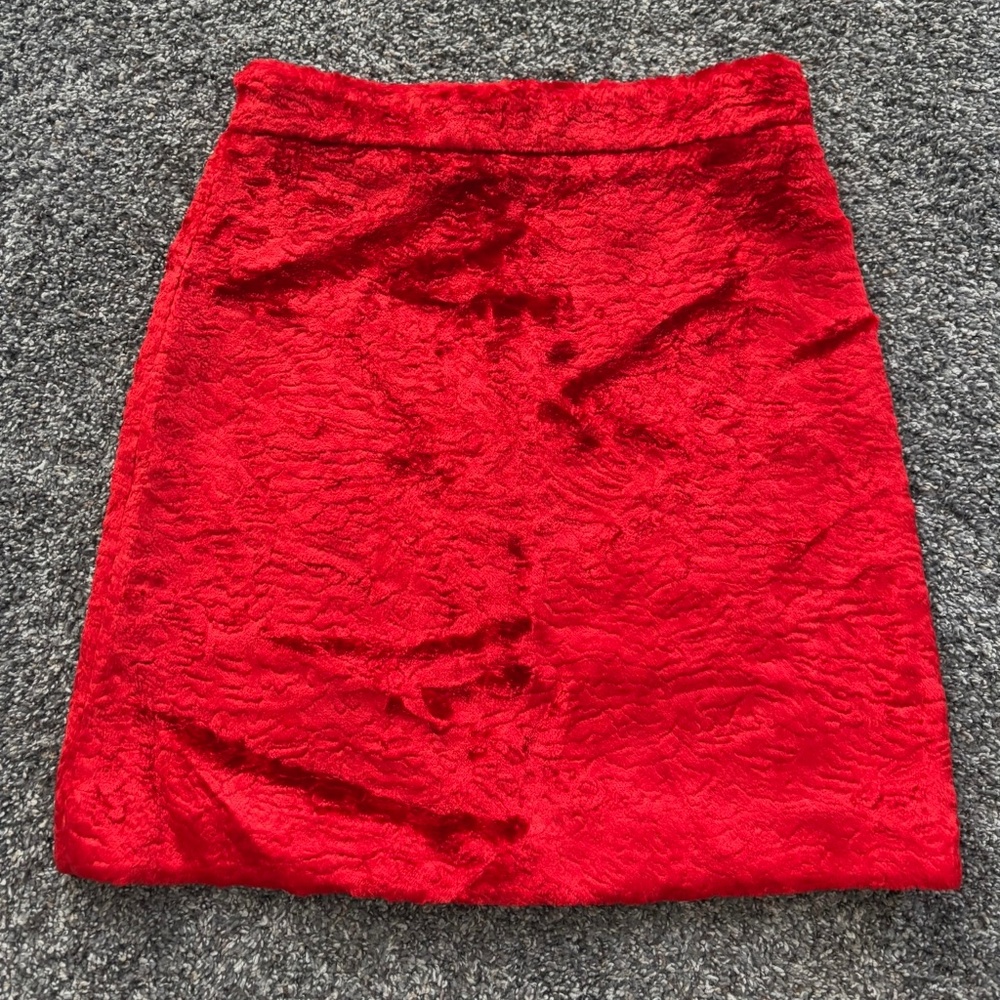MSGM- Plush Red Velvet Skirt